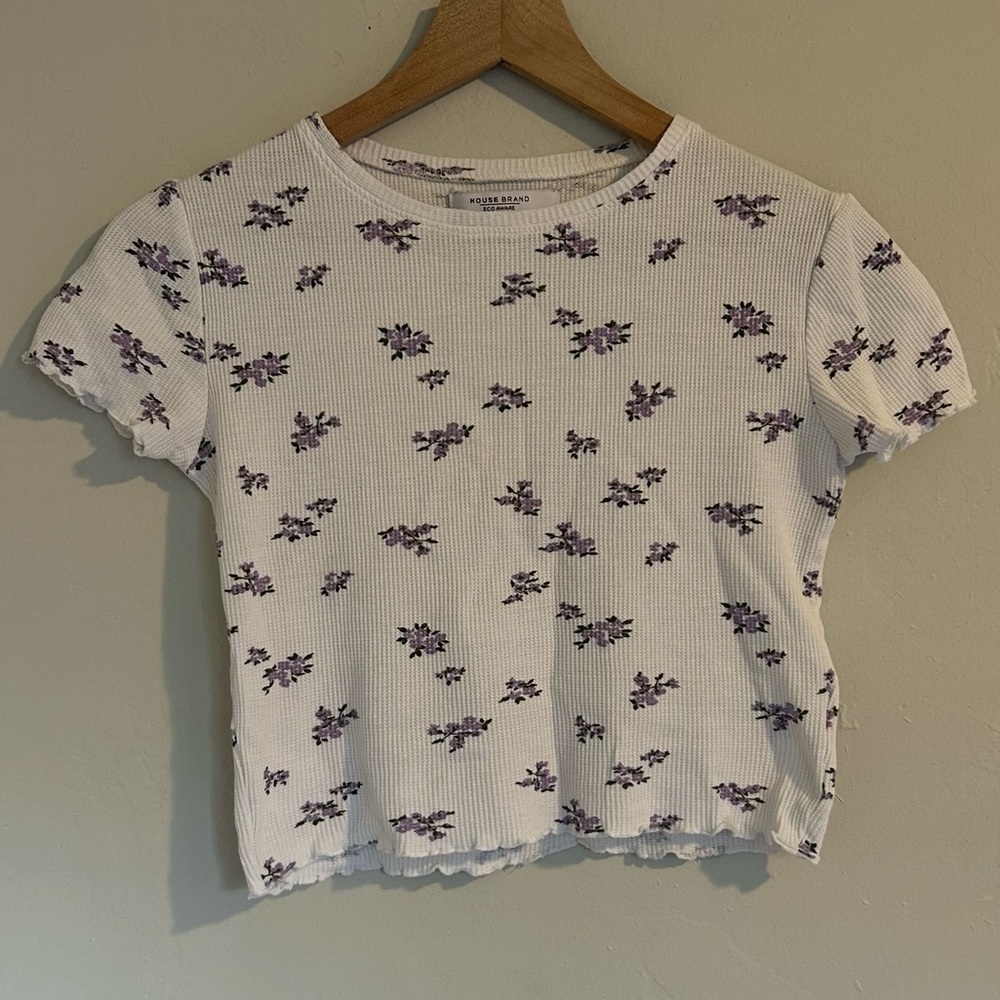 Floral Waffle-knit Crop